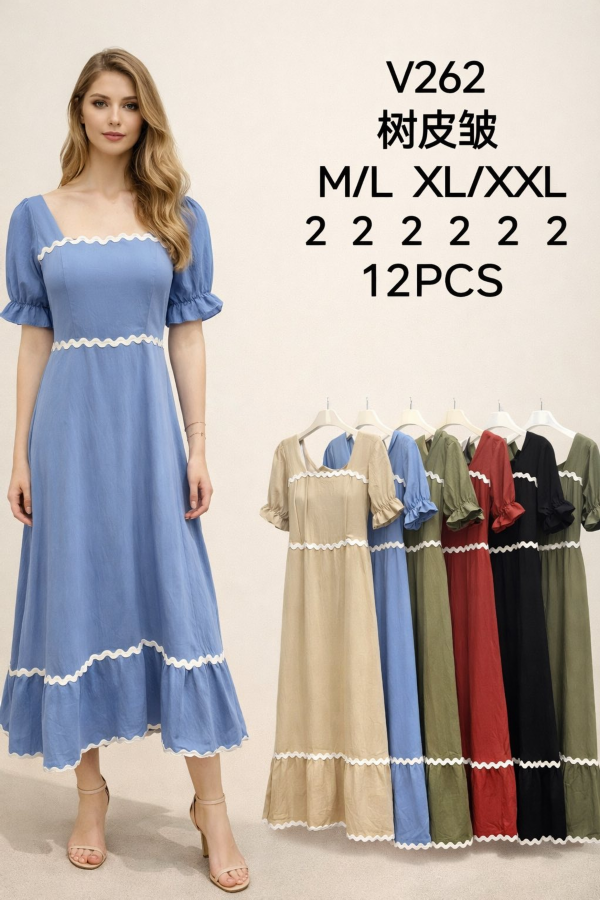 Sukienki damskie Roz M-2XL,  Mix Kolor .Paczka 12 szt 1